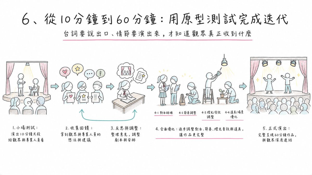 從10分鐘階段展演到60分鐘決賽作品的原型測試與迭代