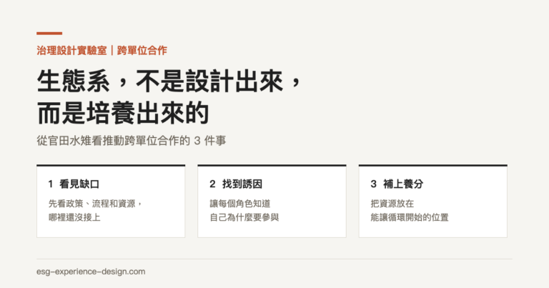 生態系,不是設計出來,而是培養出來的:推動跨單位合作的 3 件事