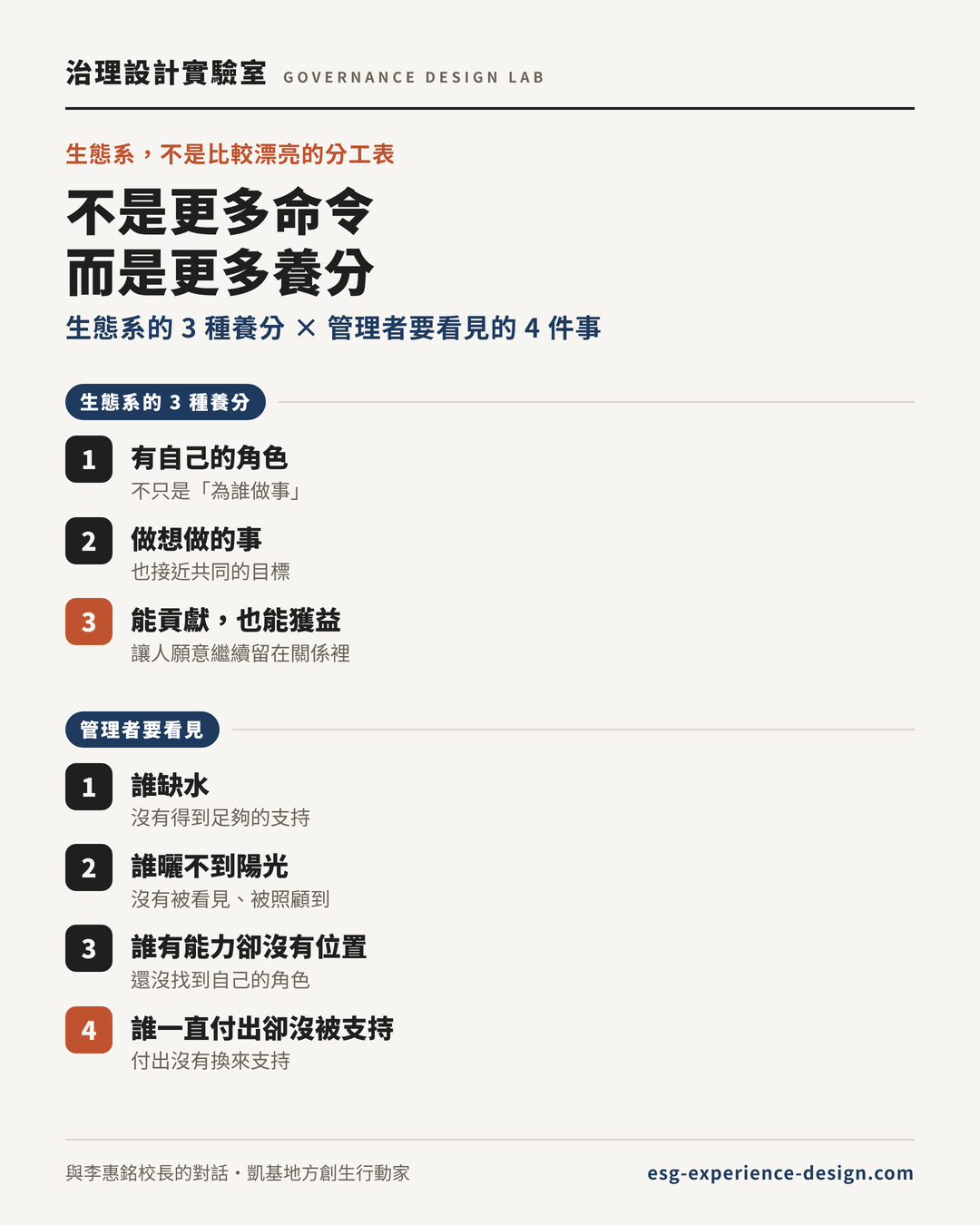 生態系需要的 3 種養分與管理者要看見的 4 件事圖解