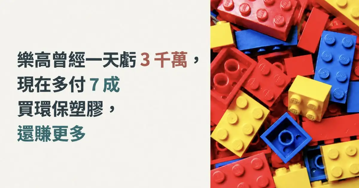 樂高曾經一天虧 3 千萬,現在多付 7 成買環保塑膠,還賺更多